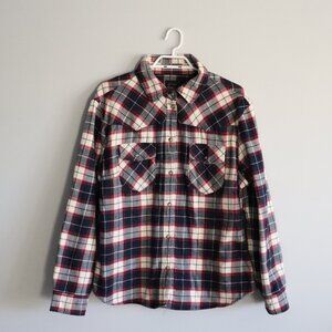 Jachs Girlfriend Womens Sz XL Plaid Snap‎ Button Flannel Comfy Fleece Sweater